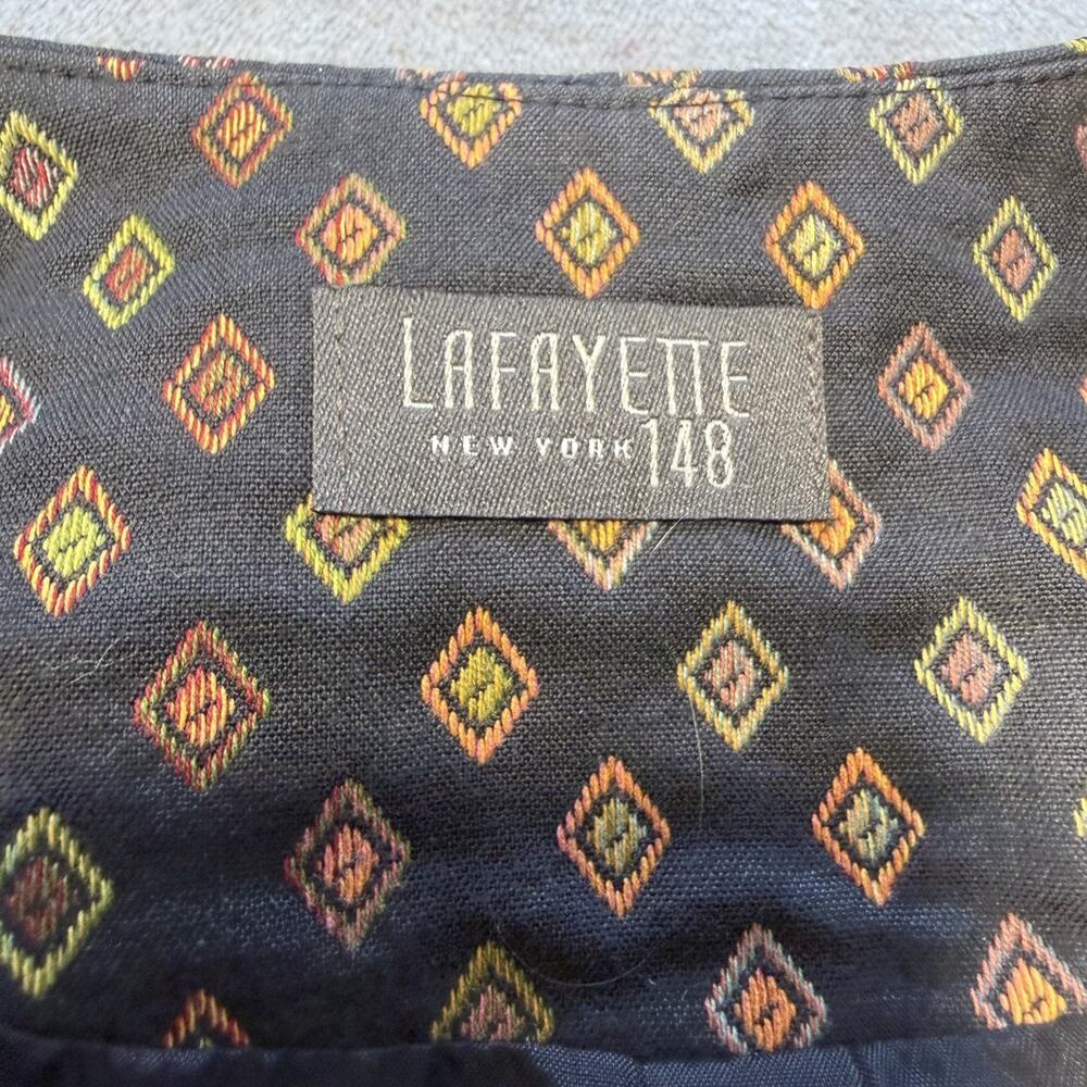 Lafayette 148 New York Vest Women L Brown Geometric Print Cotton Rayon Button - Picture 3 of 12